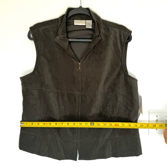 NWT Worthington Stretch Suede Olive Zip Vest Plus Size - Picture 4 of 9